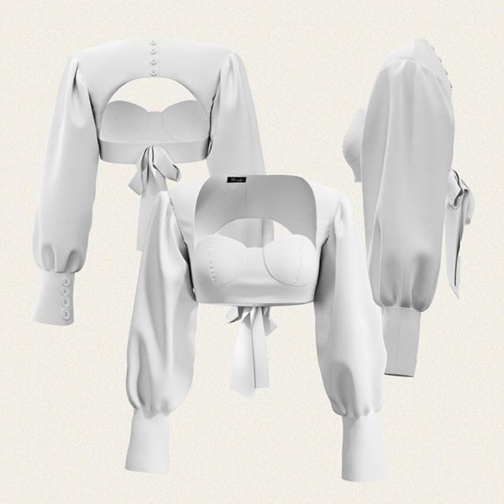NWT White Hanifa Kayla Tie Back Crop Top Shirt - L/XL